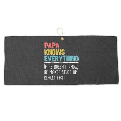 Funny Papa Knows Everything Large Microfiber Waffle Golf Towel