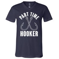 Funny Part Time Hooker Fishing Fan V-Neck T-Shirt