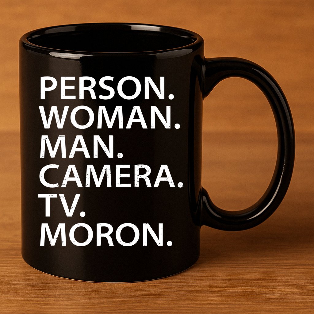 Funny Person Woman Man Camera TV Moron 11oz C Handle Ceramic Mug