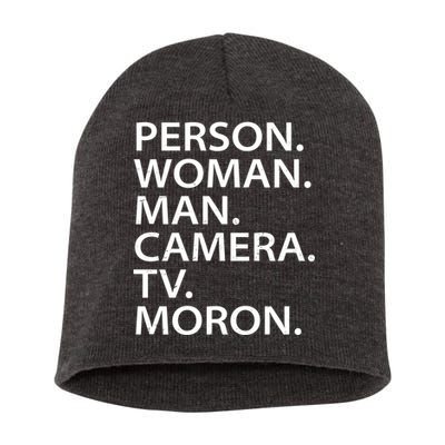 Funny Person Woman Man Camera TV Moron Short Acrylic Beanie