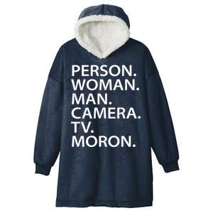 Funny Person Woman Man Camera TV Moron Hooded Wearable Blanket