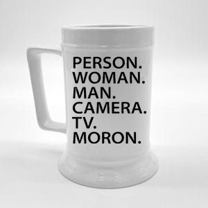 Funny Person Woman Man Camera TV Moron Beer Stein