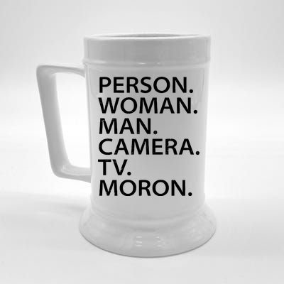 Funny Person Woman Man Camera TV Moron Beer Stein