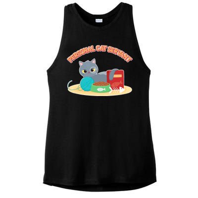 Funny Personal Cat Servant Ladies PosiCharge Tri-Blend Wicking Tank