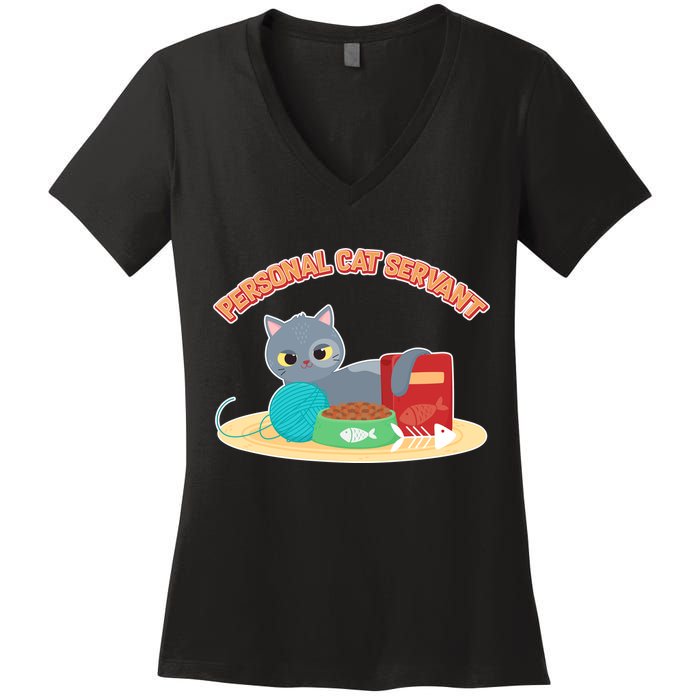 Funny Personal Cat Servant Women's V-Neck T-Shirt