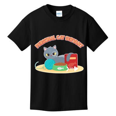 Funny Personal Cat Servant Kids T-Shirt