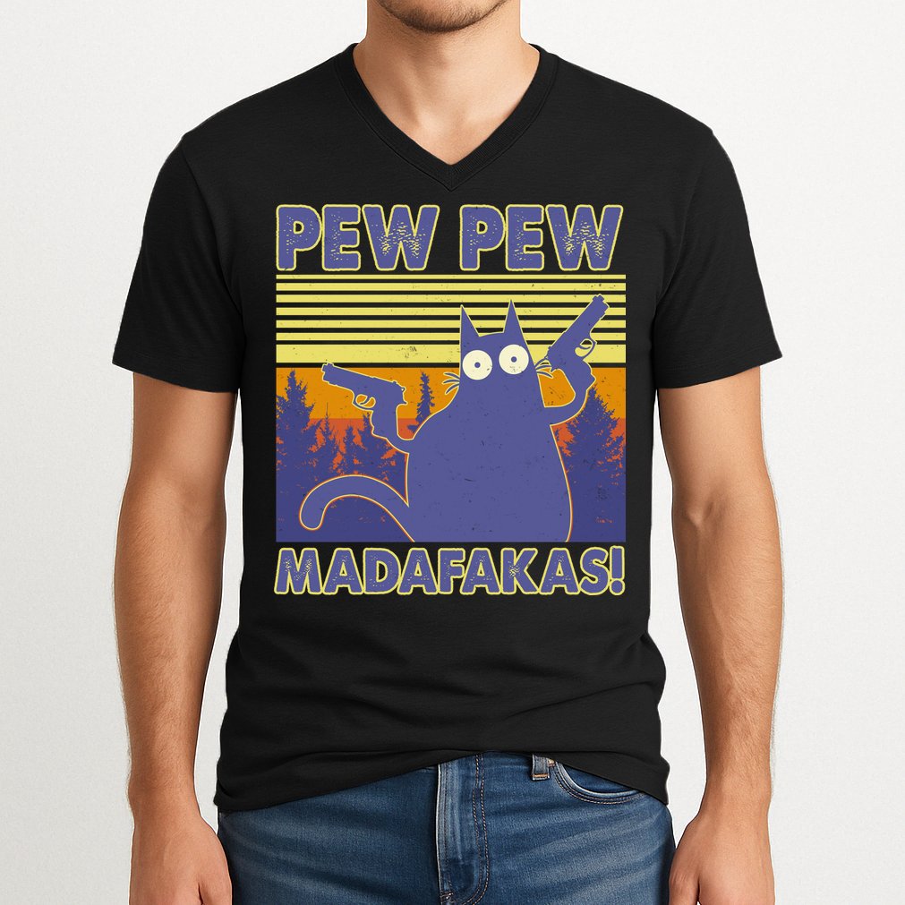 Funny Pew Pew Madafakas V-Neck T-Shirt