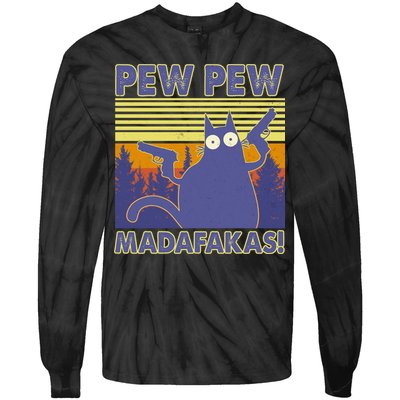 Funny Pew Pew Madafakas Tie-Dye Long Sleeve Shirt