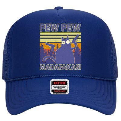 Funny Pew Pew Madafakas High Crown Mesh Back Trucker Hat