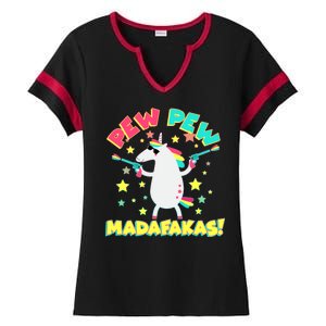 Funny Pew Pew Madafakas Unicorn Ladies Halftime Notch Neck Tee