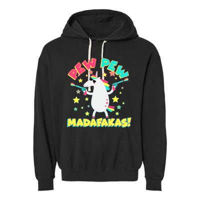 Funny Pew Pew Madafakas Unicorn Garment-Dyed Fleece Hoodie