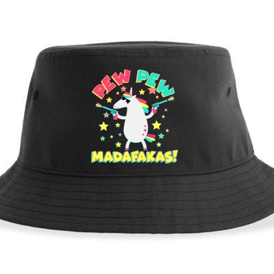 Funny Pew Pew Madafakas Unicorn Sustainable Bucket Hat
