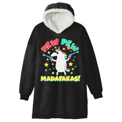 Funny Pew Pew Madafakas Unicorn Hooded Wearable Blanket