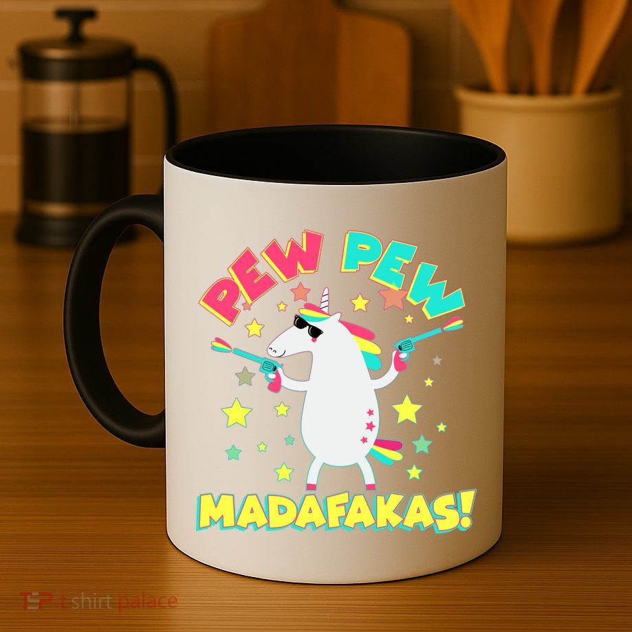 Funny Pew Pew Madafakas Unicorn Mug