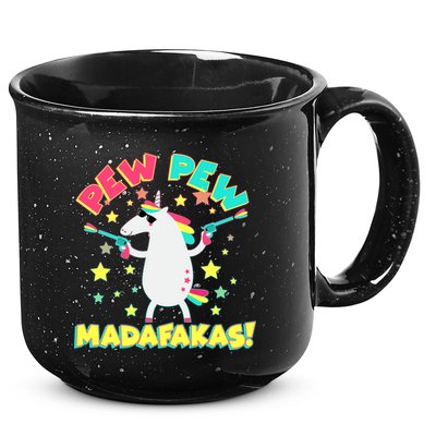 Funny Pew Pew Madafakas Unicorn 15oz Campfire Ceramic Mug