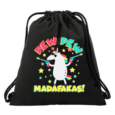 Funny Pew Pew Madafakas Unicorn Drawstring Bag