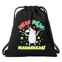 Funny Pew Pew Madafakas Unicorn Drawstring Bag