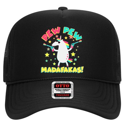 Funny Pew Pew Madafakas Unicorn Trucker Hat