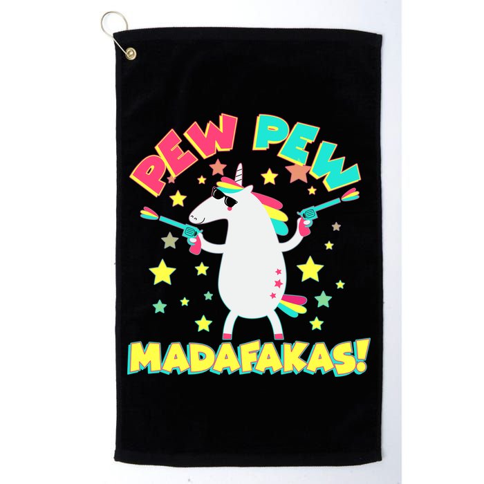 Funny Pew Pew Madafakas Unicorn Golf Towel