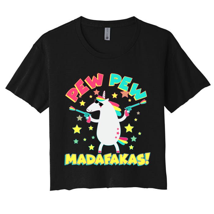 Funny Pew Pew Madafakas Unicorn Crop Top