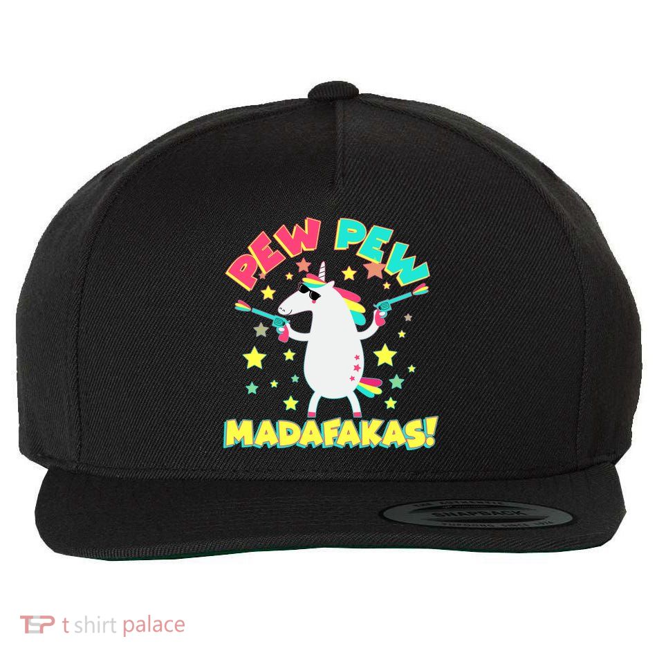 Funny Pew Pew Madafakas Unicorn Wool Snapback Cap