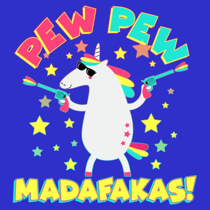 Funny Pew Pew Madafakas Unicorn Button