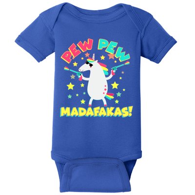 Funny Pew Pew Madafakas Unicorn Baby Bodysuit