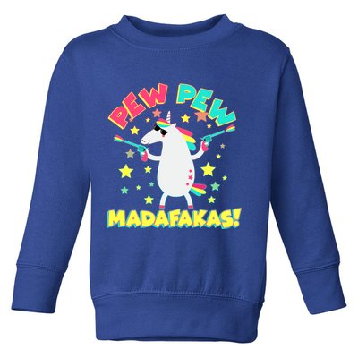 Funny Pew Pew Madafakas Unicorn Toddler Sweatshirt