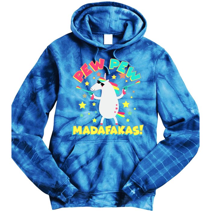 Funny Pew Pew Madafakas Unicorn Tie Dye Hoodie