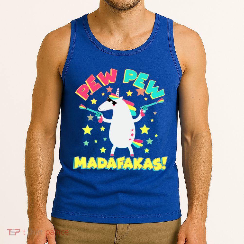 Funny Pew Pew Madafakas Unicorn Tank Top