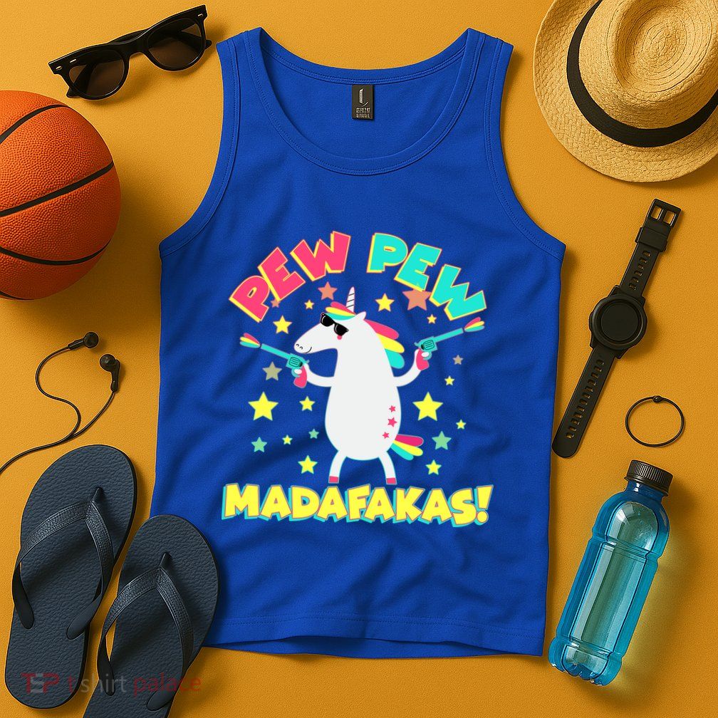 Funny Pew Pew Madafakas Unicorn Tank Top