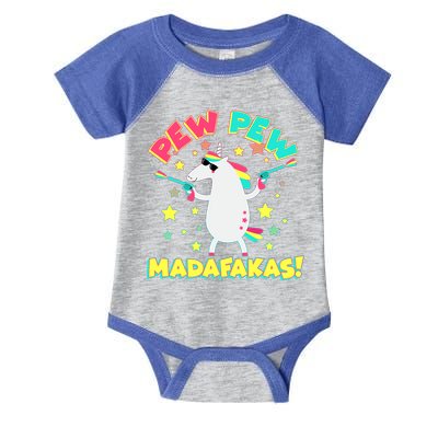 Funny Pew Pew Madafakas Unicorn Infant Baby Jersey Bodysuit