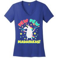 Funny Pew Pew Madafakas Unicorn Women's V-Neck T-Shirt