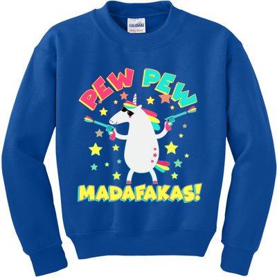 Funny Pew Pew Madafakas Unicorn Kids Sweatshirt