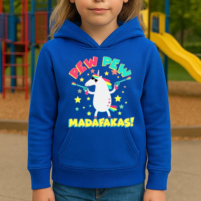 Funny Pew Pew Madafakas Unicorn Kids Hoodie