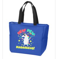 Funny Pew Pew Madafakas Unicorn Zip Tote Bag