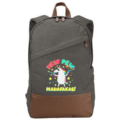 Funny Pew Pew Madafakas Unicorn Cotton Canvas Backpack