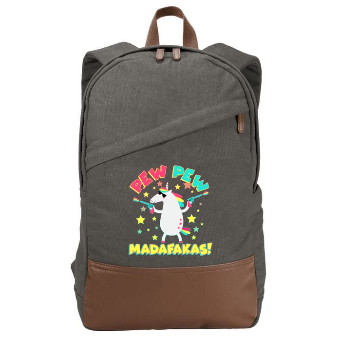 Funny Pew Pew Madafakas Unicorn Cotton Canvas Backpack