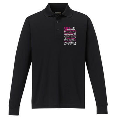 Funny Pharmacy Technician Performance Long Sleeve Polo