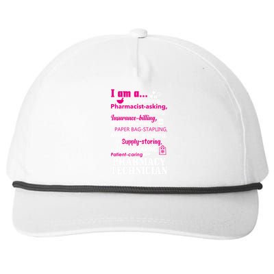 Funny Pharmacy Technician Snapback Five-Panel Rope Hat