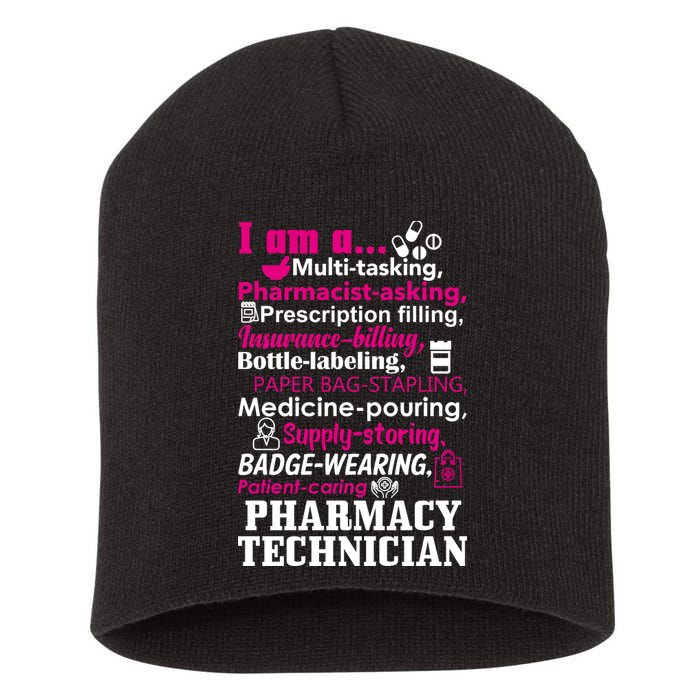 Funny Pharmacy Technician Short Acrylic Beanie