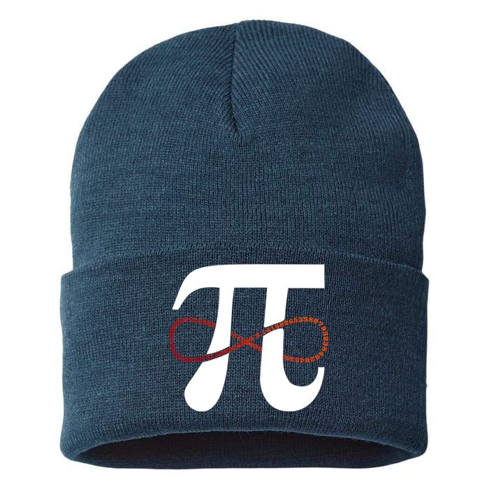 Funny Pi Infinity Numbers 3.14 Sustainable Knit Beanie