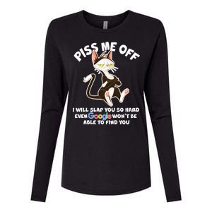 Funny Piss Me Off Cat Meme Womens Cotton Relaxed Long Sleeve T-Shirt