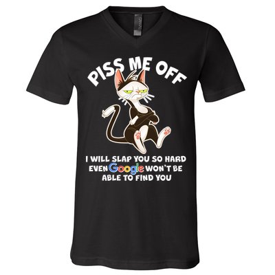 Funny Piss Me Off Cat Meme V-Neck T-Shirt