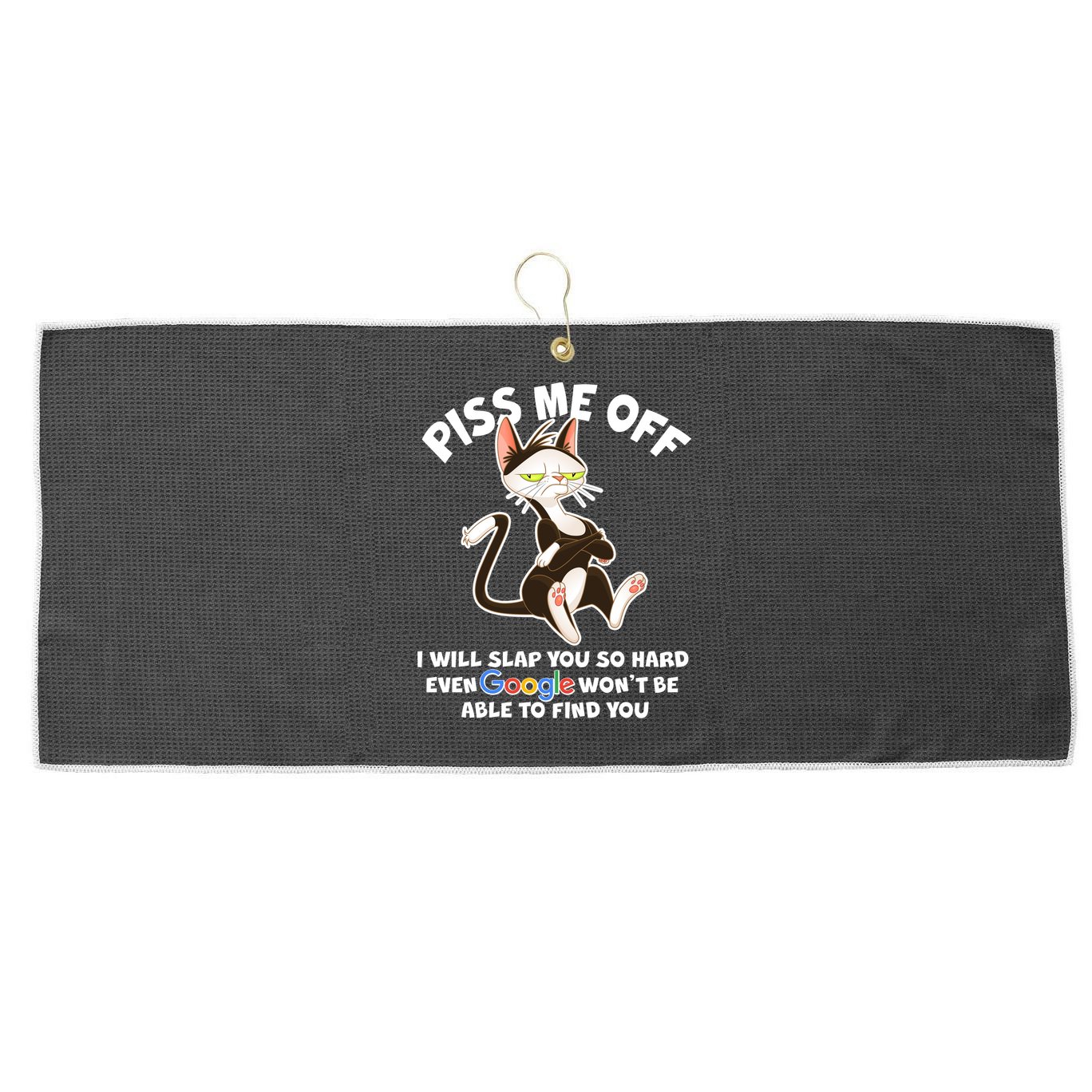 Funny Piss Me Off Cat Meme Large Microfiber Waffle Golf Towel