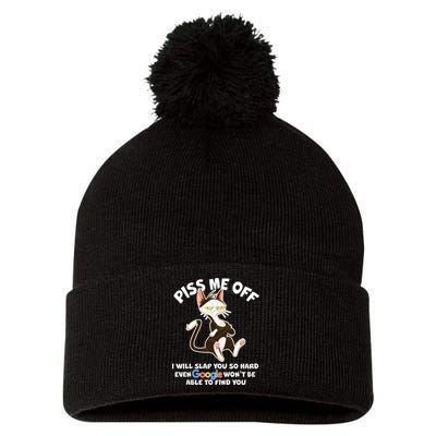 Funny Piss Me Off Cat Meme Pom Pom 12in Knit Beanie
