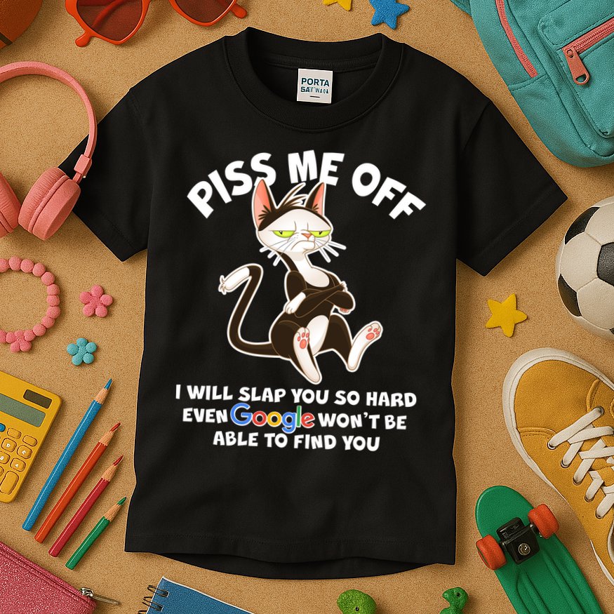 Funny Piss Me Off Cat Meme Kids T-Shirt