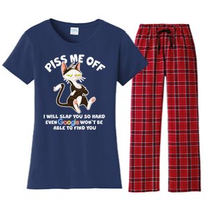 Funny Piss Me Off Cat Meme Women's Flannel Pajama Set