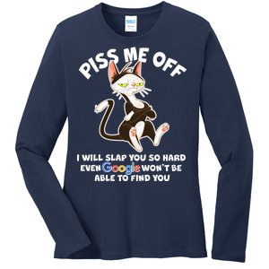 Funny Piss Me Off Cat Meme Ladies Long Sleeve Shirt