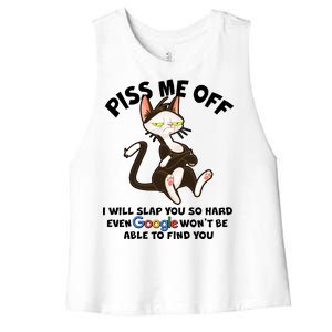 Funny Piss Me Off Cat Meme Women's Racerback Cropped Tank